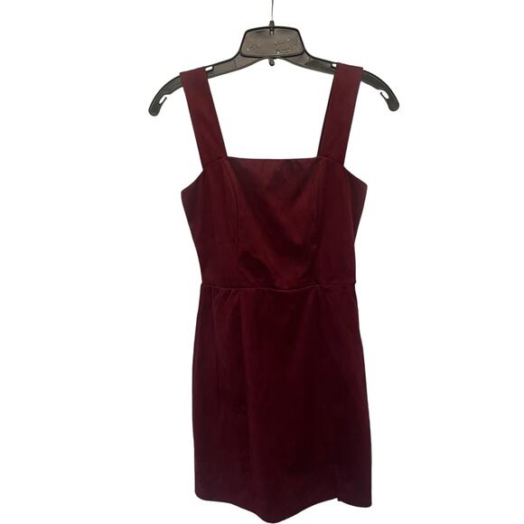 MI AMI Faux Suede Jumper Dress Sz XS Burgundy Y2k Dark Academia Retro Stretchy - Picture 12 of 12